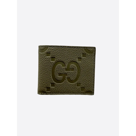 Gucci Olive Green Jumbo GG Leather Wallet - Picture 1 of 4